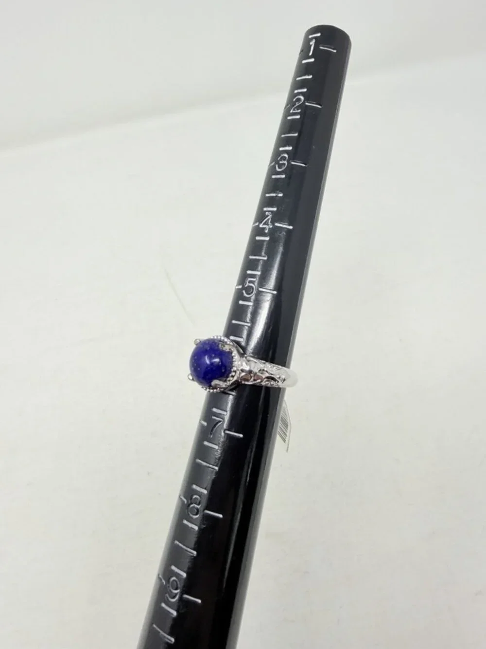 Shop LC Lapis Lazuli Platinum Bond Brass Engraved Solitaire Size‎ 6 Ring 5545